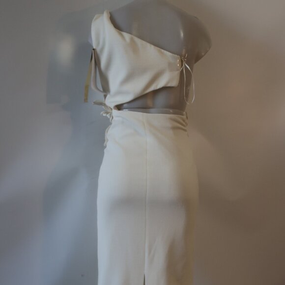 NWT Authentic PatBO Ivory Beaded Applique One Shoulder Cut-Out Knit Midi Dress 2 - Picture 10 of 16